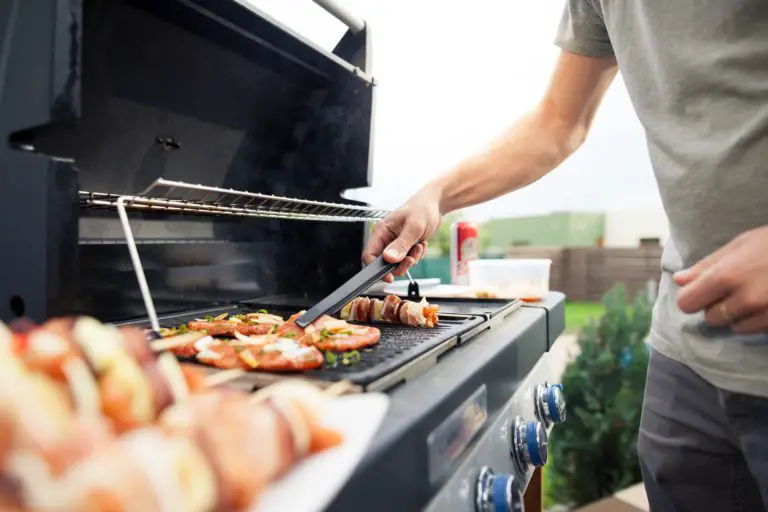 man uses outdoor gas griddle