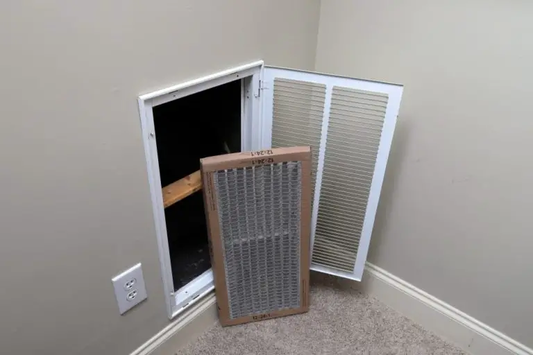 14x24x1 Air Filter rests next to open air condition duct