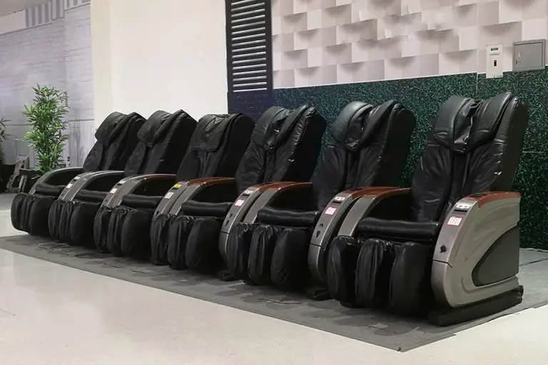 Shiatsu massagers sit in a line next to one another