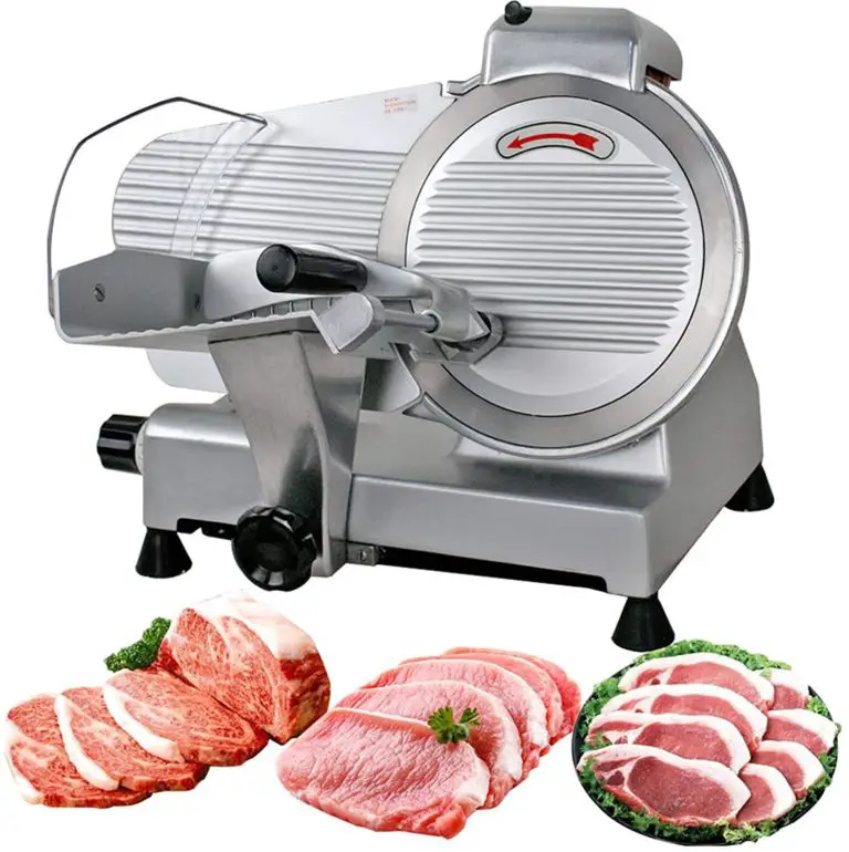 meat slicer with assorted meats next to it
