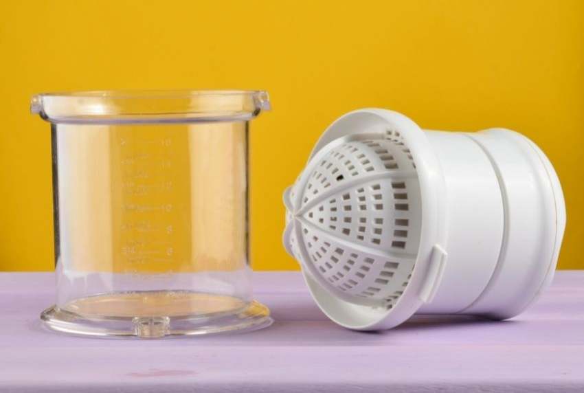 A cleaned juicer drying on the counter 