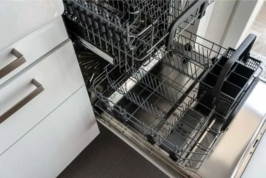 Empty and clean racks of a dishwasher