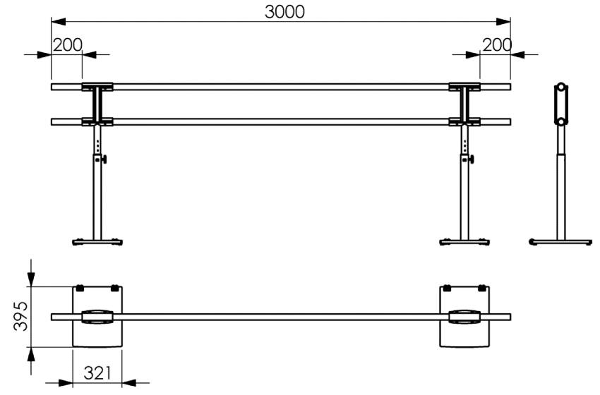 Ballet barre dimensions schematics