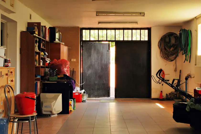 A garage full of stored things 