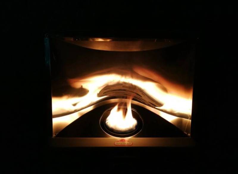 A clsoe-up of a kerosene heater fire