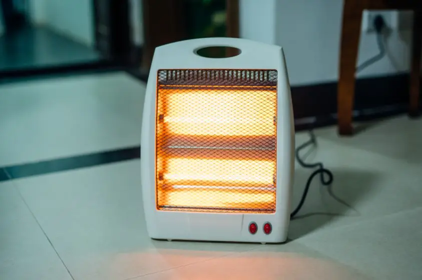 A 120V heater on the garage floor 