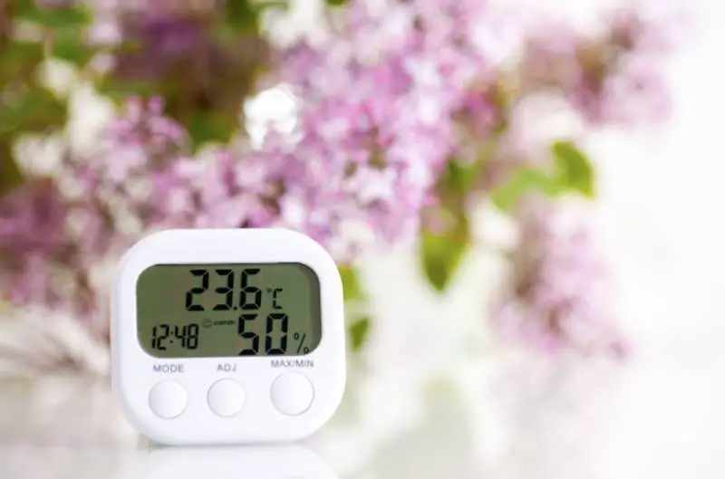 A hygrometer on a table 